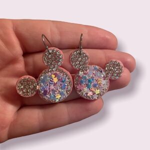 Mickey felt handmade sparkle earrings​